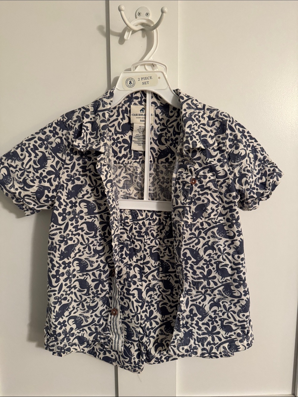 Caribbean Joe Kids Navy & White Floral-Print Button Shirt